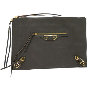 美品 バレンシアガ
 メタルエッジ　ゴートスキン クラッチバッグ
 レザー/ゴートスキン グレー 0360
【中古】BALENCIAGA レディース