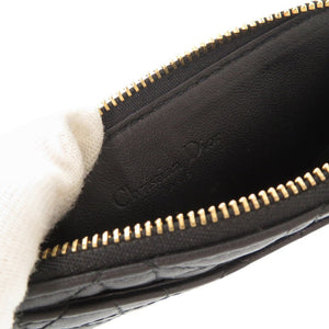 美品 クリスチャンディオール Lady Dior Cosmos ジップ カードホルダー S0965ONMJ ラムスキン ブラック カードケース 黒 0365【中古】Christian Dior