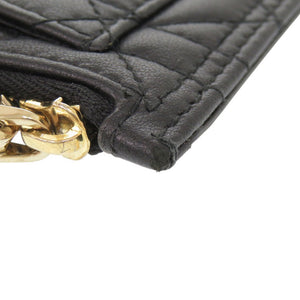 美品 クリスチャンディオール Lady Dior Cosmos ジップ カードホルダー S0965ONMJ ラムスキン ブラック カードケース 黒 0365【中古】Christian Dior