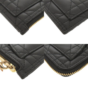 美品 クリスチャンディオール Lady Dior Cosmos ジップ カードホルダー S0965ONMJ ラムスキン ブラック カードケース 黒 0365【中古】Christian Dior