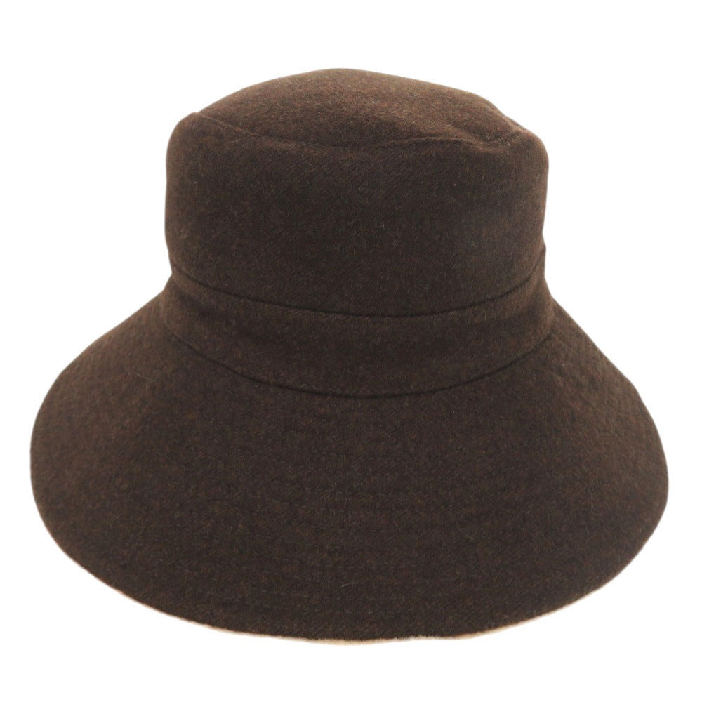 美品 エルメス サイズ58 カシミヤ ウール アンゴラ ブラウン バケットハット 帽子 茶 0366【中古】HERMES