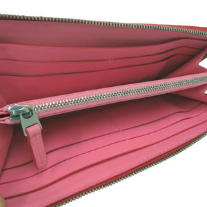 新品同様 ボッテガヴェネタ イントレチャート 長財布 ロングウォレット ラウンドファスナー バイカラー 577775 レザー レッド 0368【中古】BOTTEGAVENETA