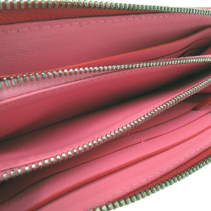 新品同様 ボッテガヴェネタ イントレチャート 長財布 ロングウォレット ラウンドファスナー バイカラー 577775 レザー レッド 0368【中古】BOTTEGAVENETA