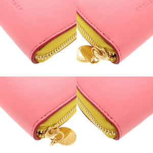 新品同様 ステラマッカートニー ハーフムーンジップ ポリウレタン ポリエステル ピンク イエロー コインケース 0369【中古】Stella McCartney