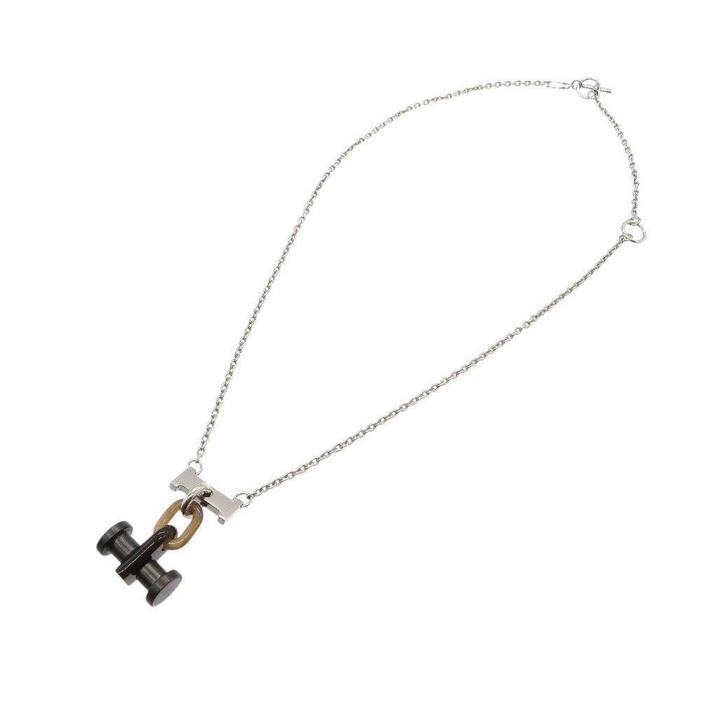 新品同様 エルメス モビールH ネックレス メタル/バッファローホーン シルバー/ブラウン 0372【中古】HERMES