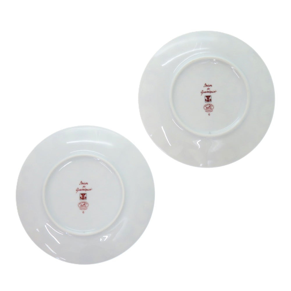 未使用品 エルメス 2点セット ガダルキヴィール No6  レッド 17cm 食器 陶器 プレート 0377【中古】HERMES