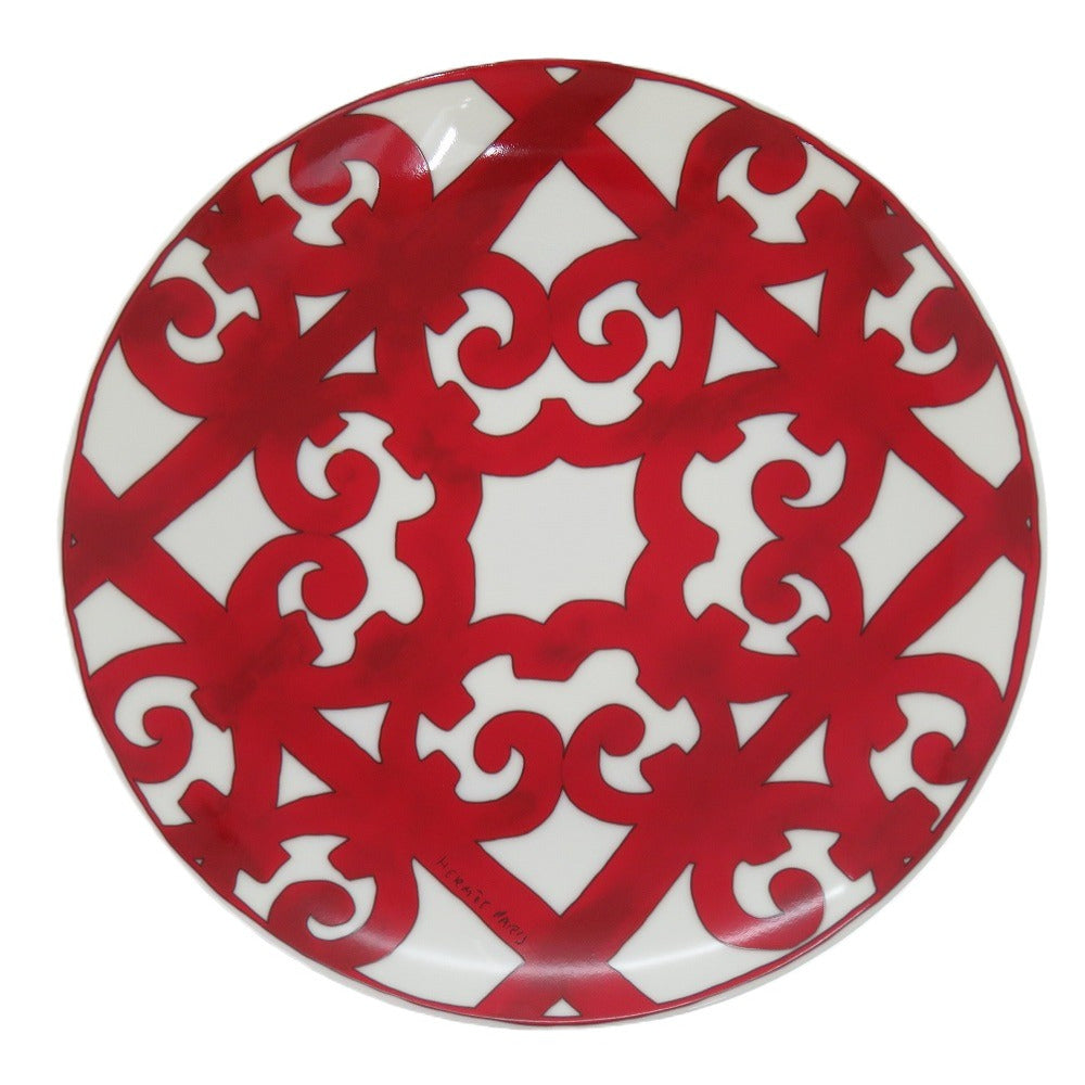 未使用 エルメス ガダルキヴィール 21cm 食器 陶器 レッド プレート 皿 0378 【中古】 HERMES