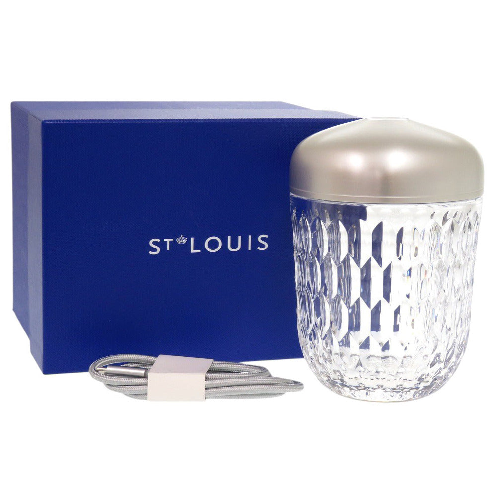 未使用 サンルイ ミニポータブルランプ フォリア ガラス アルミ シルバー オブジェ インテリア ランプ 0379【中古】SAINT LOUIS