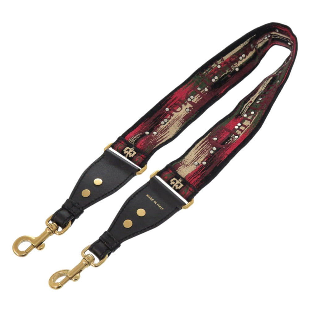 美品 クリスチャンディオール メダリオン キャンバス レザー レッド ブラック ショルダーストラップ 赤 黒 0404【中古】Christian Dior