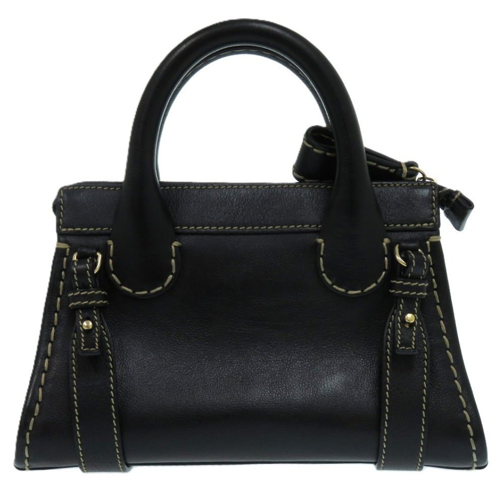 美品 クロエ ミニエディス レザー ブラック シルバー金具 0409 黒 ショルダーバッグ【中古】Chloe