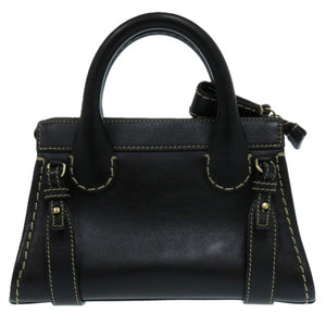 美品 クロエ ミニエディス レザー ブラック シルバー金具 0409 黒 ショルダーバッグ【中古】Chloe