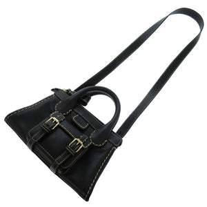 美品 クロエ ミニエディス レザー ブラック シルバー金具 0409 黒 ショルダーバッグ【中古】Chloe