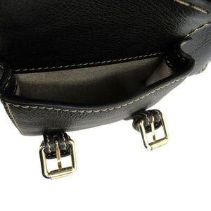 美品 クロエ ミニエディス レザー ブラック シルバー金具 0409 黒 ショルダーバッグ【中古】Chloe