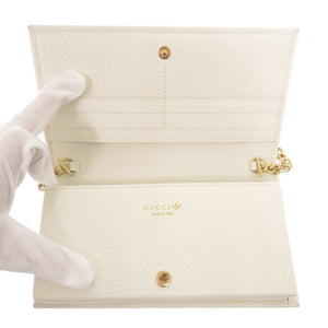 未使用品 グッチ × アディダス 621892 レザー レッド ホワイト チェーンウォレット ショルダーバッグ 0412【中古】GUCCI