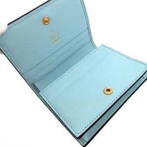 未使用 グッチ ばなにゃ 701009 レザー 水色 2つ折り財布 財布 0414【中古】GUCCI