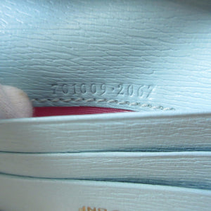 未使用 グッチ ばなにゃ 701009 レザー 水色 2つ折り財布 財布 0414【中古】GUCCI