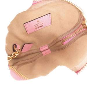 新品同様 グッチ × ばなにゃ ハートシェイプ 701062 レザー ピンク コインケース 0415【中古】GUCCI