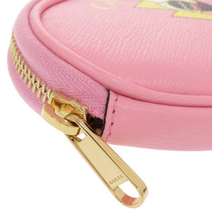 新品同様 グッチ × ばなにゃ ハートシェイプ 701062 レザー ピンク コインケース 0415【中古】GUCCI