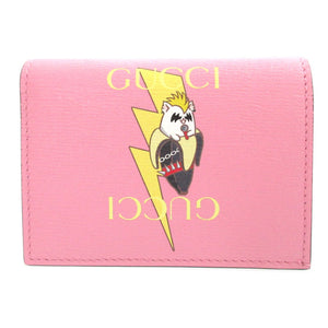 未使用 グッチ ばなにゃ 701009 レザー ピンク 2つ折り財布 財布 0416【中古】GUCCI