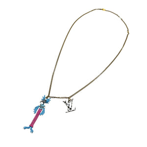 美品 ルイ・ヴィトン LVアニマルズ ズームくん MP2928 ネックレス メタル/エナメル ゴールド/ブルー/ピンク LV 0419【中古】LOUIS VUITTON