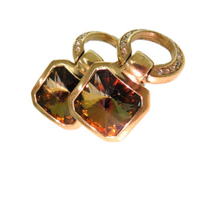 クリスチャンディオール クリスタル サークル スイング クリスタル メタル グリーン 0424 ゴールド金具 イヤリング【中古】Christian Dior