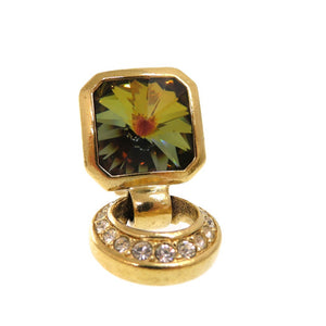 クリスチャンディオール クリスタル サークル スイング クリスタル メタル グリーン 0424 ゴールド金具 イヤリング【中古】Christian Dior