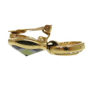 クリスチャンディオール クリスタル サークル スイング クリスタル メタル グリーン 0424 ゴールド金具 イヤリング【中古】Christian Dior