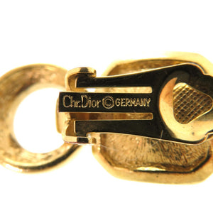 クリスチャンディオール クリスタル サークル スイング クリスタル メタル グリーン 0424 ゴールド金具 イヤリング【中古】Christian Dior