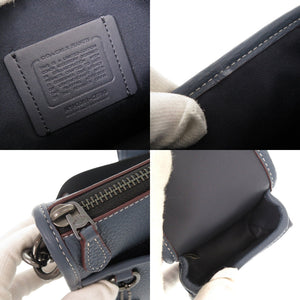 新品同様 コーチ × PEANUTS スヌーピー ミニポーチ付き レザー ネイビー ショルダーバッグ 0425【中古】COACH