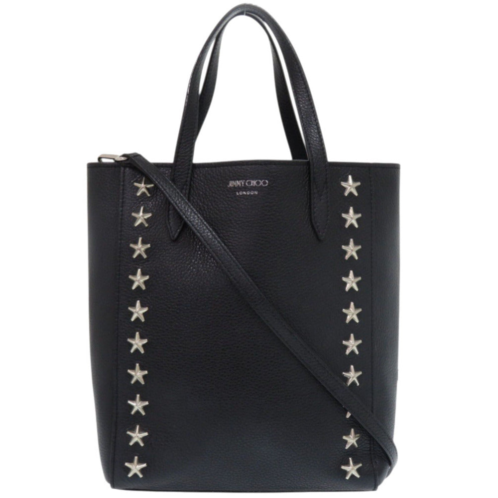 美品 ジミーチュウ 2WAY スタースタッズ ブリア レザー ブラック トートバッグ 黒 0429【中古】JIMMY CHOO