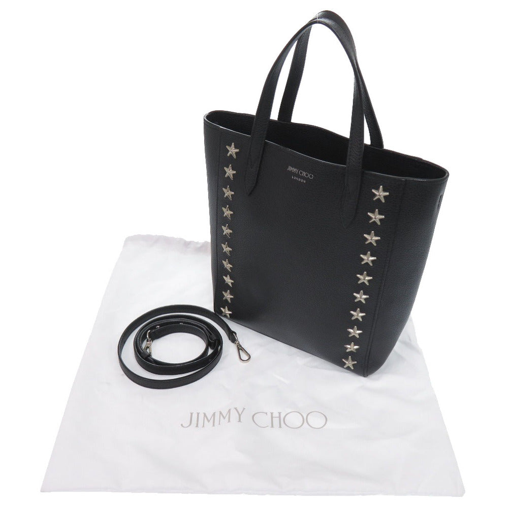 美品 ジミーチュウ 2WAY スタースタッズ ブリア レザー ブラック トートバッグ 黒 0429【中古】JIMMY CHOO