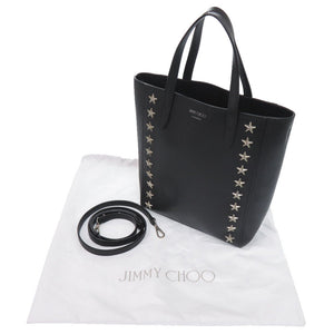 美品 ジミーチュウ 2WAY スタースタッズ ブリア レザー ブラック トートバッグ 黒 0429【中古】JIMMY CHOO