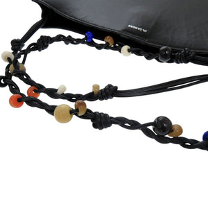 美品 ジルサンダー タングル ミディアム ビーズ レザー ブラック ショルダーバッグ 黒 0431【中古】JIL SANDER