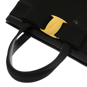 美品 サルヴァトーレフェラガモ ヴァラリボン BA214178 レザー ブラック 0432 黒 ハンドバッグ【中古】Salvatore Ferragamo