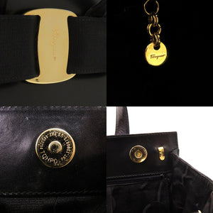 美品 サルヴァトーレフェラガモ ヴァラリボン BA214178 レザー ブラック 0432 黒 ハンドバッグ【中古】Salvatore Ferragamo