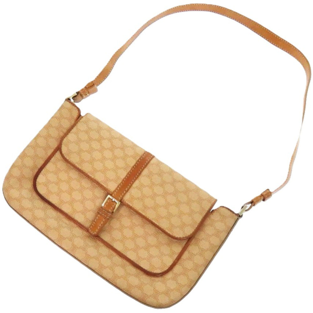 セリーヌ マカダム MC01 1 レザー ベージュ 0436 ショルダーバッグ【中古】CELINE