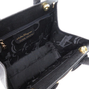 美品 サルヴァトーレフェラガモ ヴァラリボン 2way BA214178 レザー ブラック 0438 黒 ハンドバッグ【中古】Salvatore Ferragamo