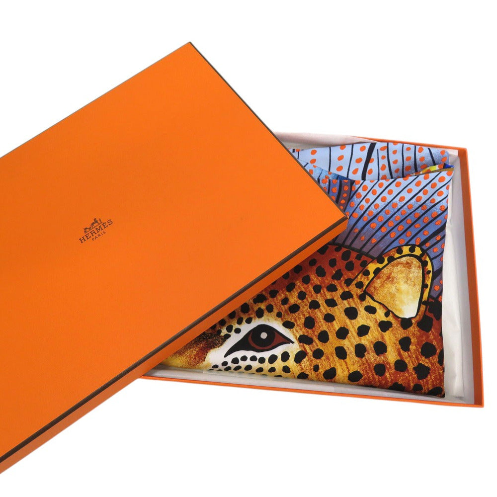 新品同様 エルメス バオバブキャット プティアッシュ ケープ 豹 ポンチョ シルク マルチカラー 0445【中古】HERMES