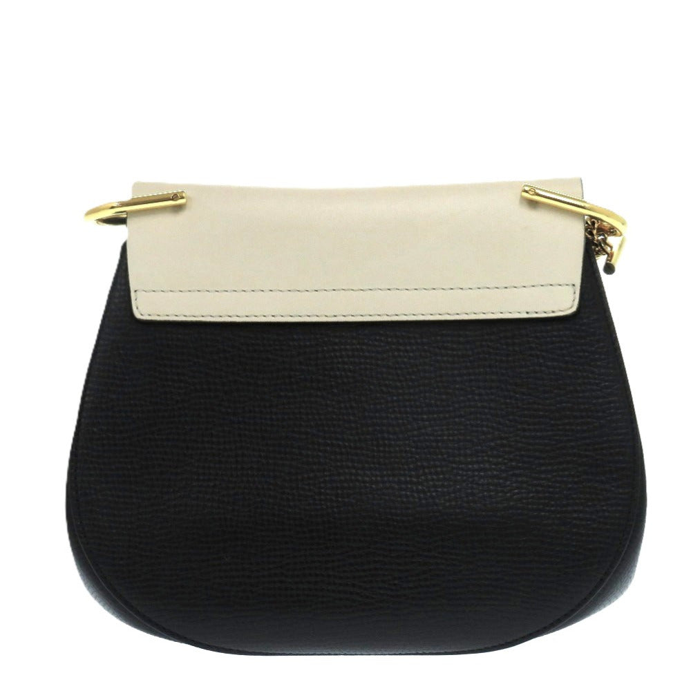 美品 クロエ ドリュー レザー ブラック ベージュ ゴールド金具 0446 黒 ショルダーバッグ【中古】Chloe