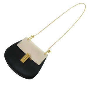 美品 クロエ ドリュー レザー ブラック ベージュ ゴールド金具 0446 黒 ショルダーバッグ【中古】Chloe