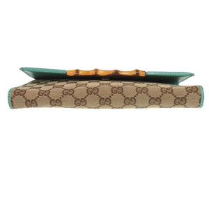 美品 グッチ バンブー 117594 GGキャンバス ブルー系 ベージュ ショルダーバッグ 0447【中古】GUCCI