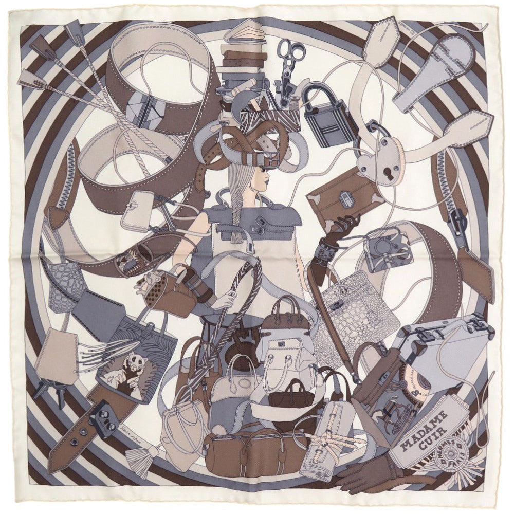 新品同様 エルメス カレ45 ガヴロッシュ マダムキュイール シルク マルチカラー スカーフ 0450【中古】HERMES