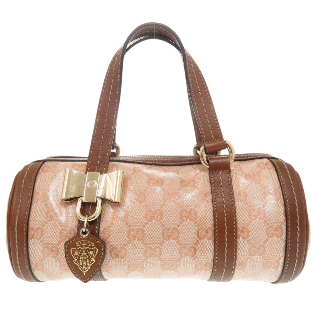 グッチ ドゥケッサ 181485 クリスタルGG ピンクベージュ ブラウン ハンドバッグ 0452【中古】GUCCI