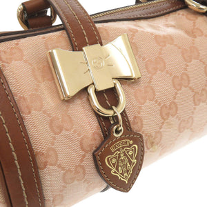 グッチ ドゥケッサ 181485 クリスタルGG ピンクベージュ ブラウン ハンドバッグ 0452【中古】GUCCI