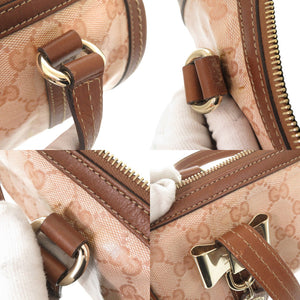 グッチ ドゥケッサ 181485 クリスタルGG ピンクベージュ ブラウン ハンドバッグ 0452【中古】GUCCI