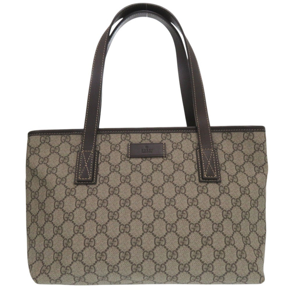 美品 グッチ GGスプリーム トートバッグ 211186 PVC レザー ベージュ 0453【中古】GUCCI