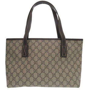 美品 グッチ GGスプリーム トートバッグ 211186 PVC レザー ベージュ 0453【中古】GUCCI