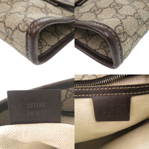 美品 グッチ GGスプリーム トートバッグ 211186 PVC レザー ベージュ 0453【中古】GUCCI