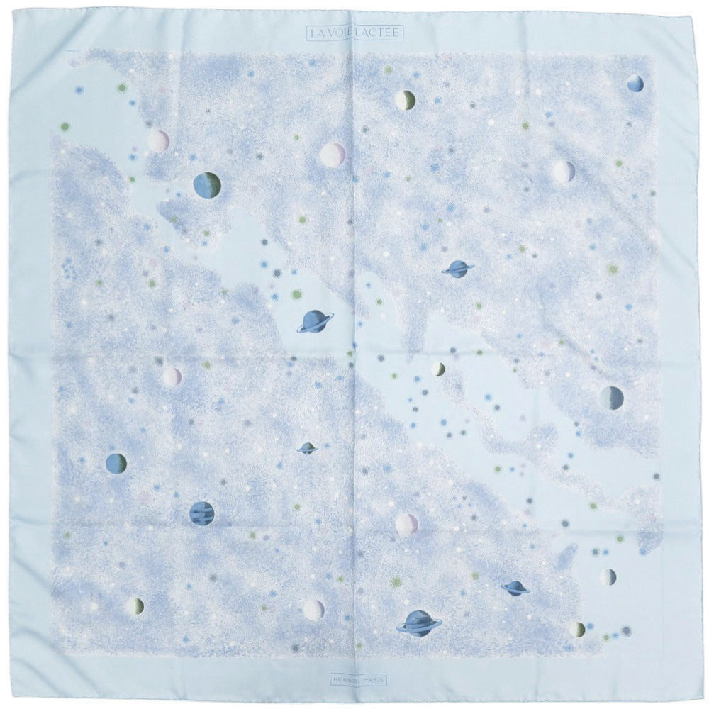 美品 エルメス カレ90 LA VOIE LACTEE 天の川 シルク ライトブルー スカーフ 0455【中古】HERMES