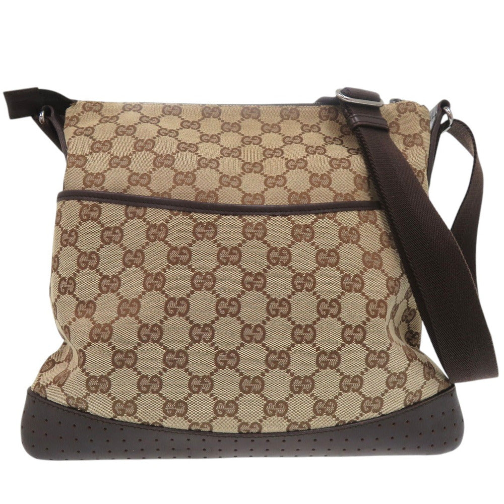 美品 グッチ GG柄 ショルダーバッグ 総柄 クロスボディ 斜め掛け サコッシュ 145857 GGキャンバス ブラウン 0456【中古】GUCCI
